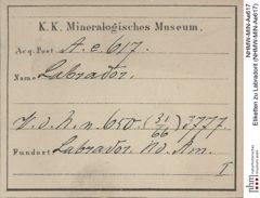 Etiketten zu Labradorit (NHMW-MIN-Ae617)